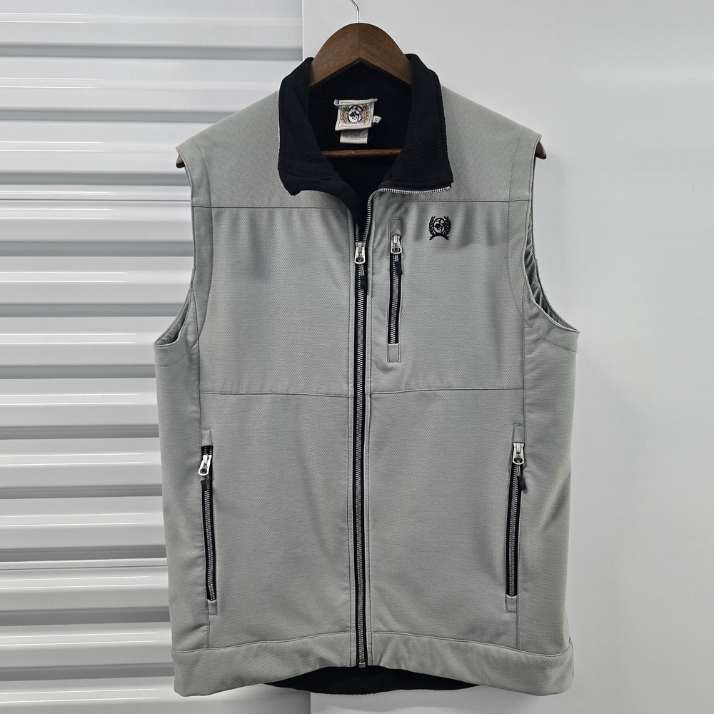 Cinch Softshell Vest Mens Small Gray Fleece Lined Western Full Zip MWV1536002